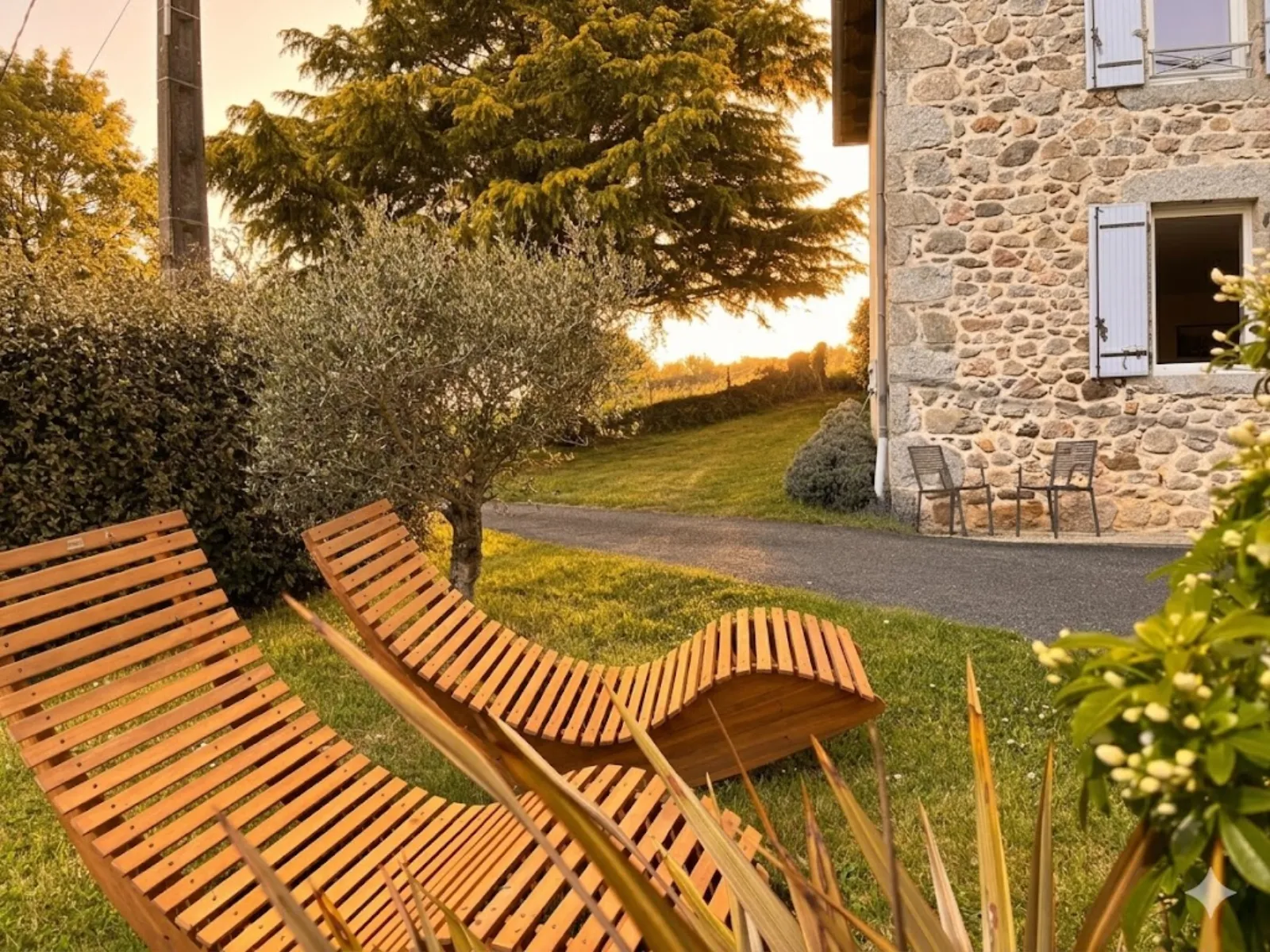 Angèle's Garden — outdoor space and greenery at Gîte Angèle, Sénezergues